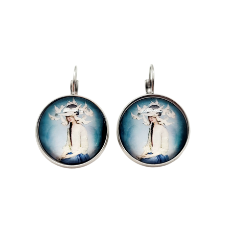 EARRINGS SILVER GIRL WITH BIRDS2